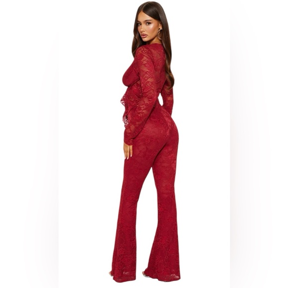 NWT LACE PANT SET BURGUNDY SIZE 1X - Picture 3 of 5